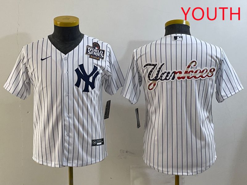 Youth New York Yankees Blank White Stripe Game 2025 Nike MLB Jersey style 28